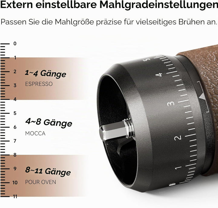 HiBREW G4B Manuelle Kaffeemühle mit externem verstellbarem Zifferblatt, konische Aluminium-Mühle, nu