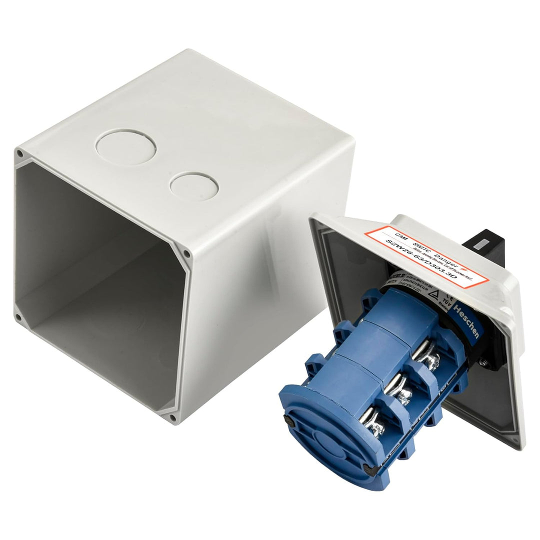 Heschen Universal Drehnockenwahlschalter, SZW26-63/D303.3D, 660V 63A, ON-OFF-ON 3 Positionen, 3 Phas
