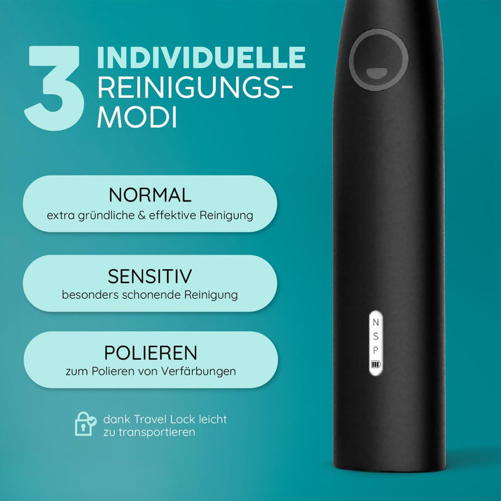 happybrush® Elektrische Zahnbürste Eco R2 - Nachhaltige rotierende Zahnbürste mit Power-Akku inkl. 3