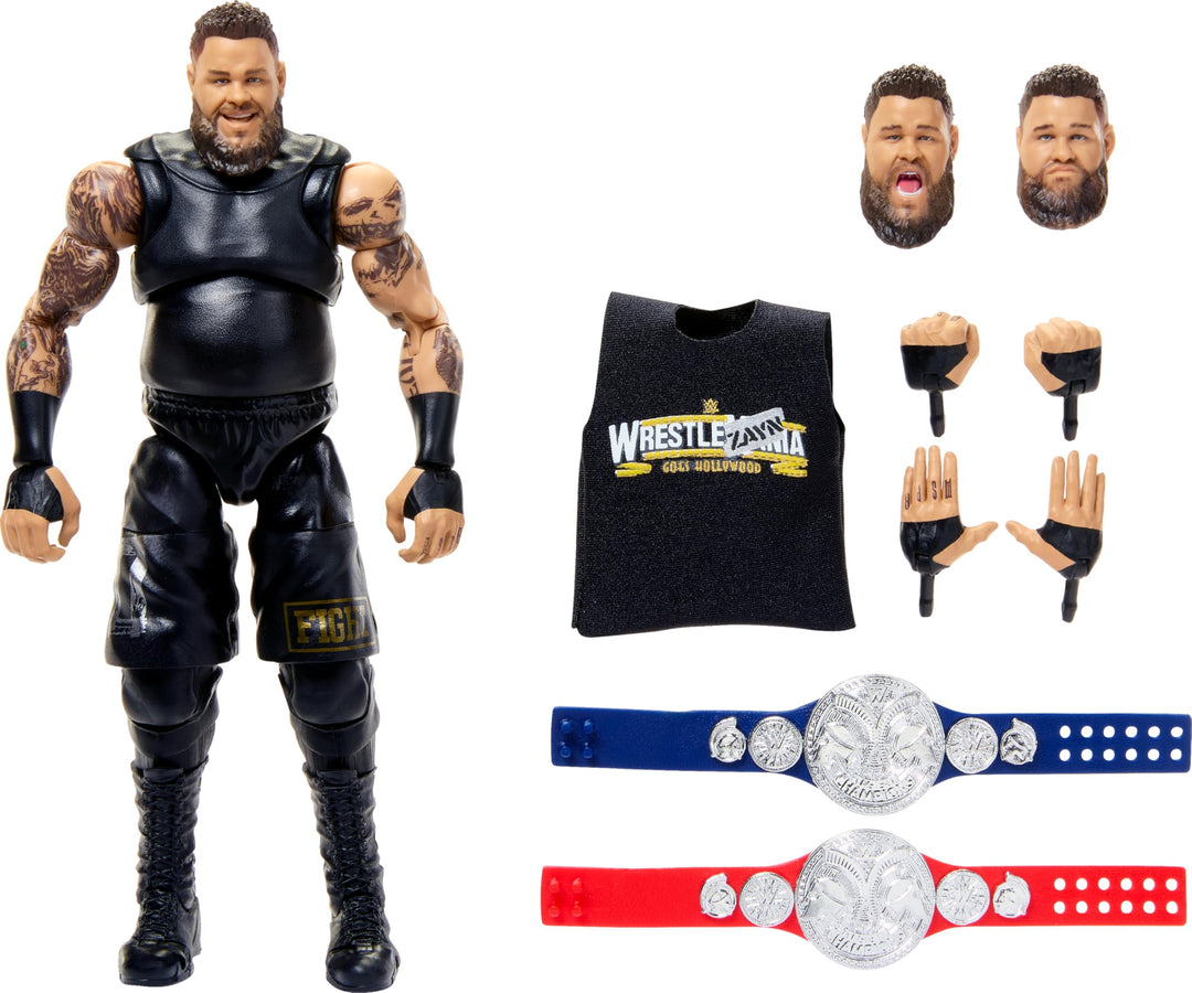 Mattel WWE Ultimate Edition Actionfigur & Zubehör, 15,2 cm Kevin Owens Sammelset, austauschbare Köpf