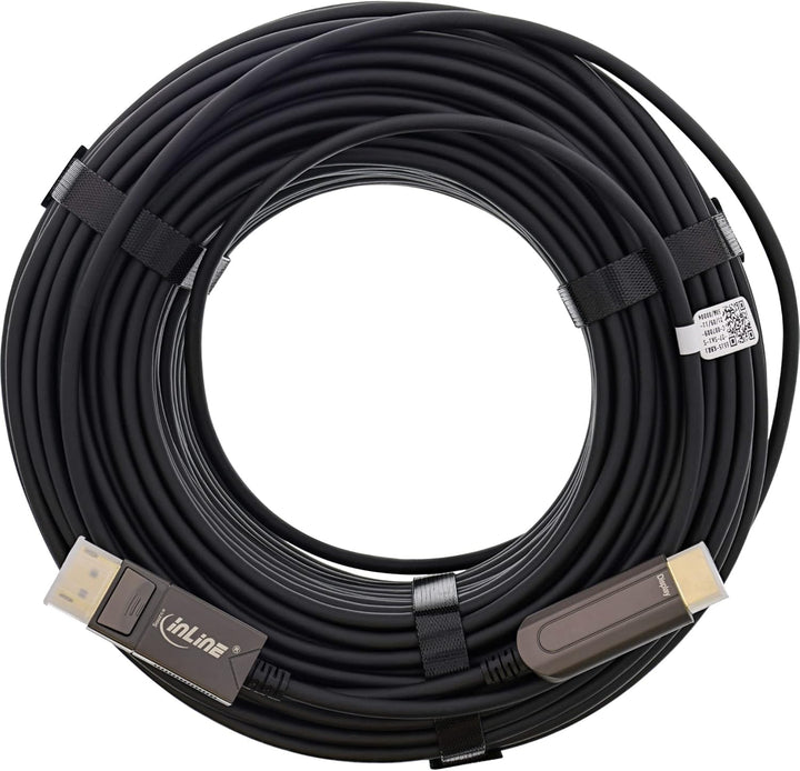 InLine 20m DisplayPort auf HDMI Konverter Kabel AOC, aktives Hybridkabel, 4K 60Hz, Metallstecker, Pl