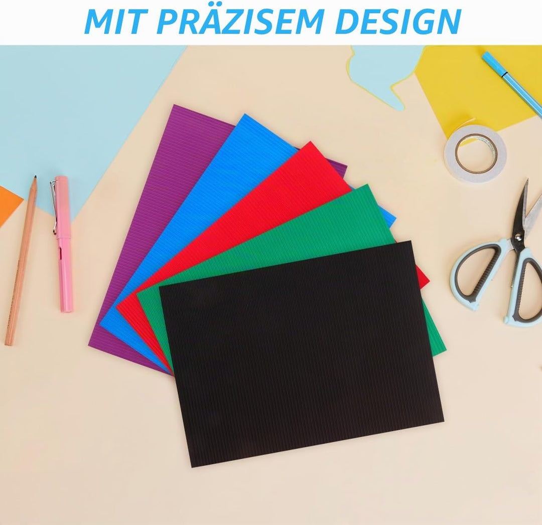 NUOBESTY 20 Stück Buntes Wellpapier A4 Für Diy Bastelarbeiten Kreatives Handwerkspapier Für Schule K