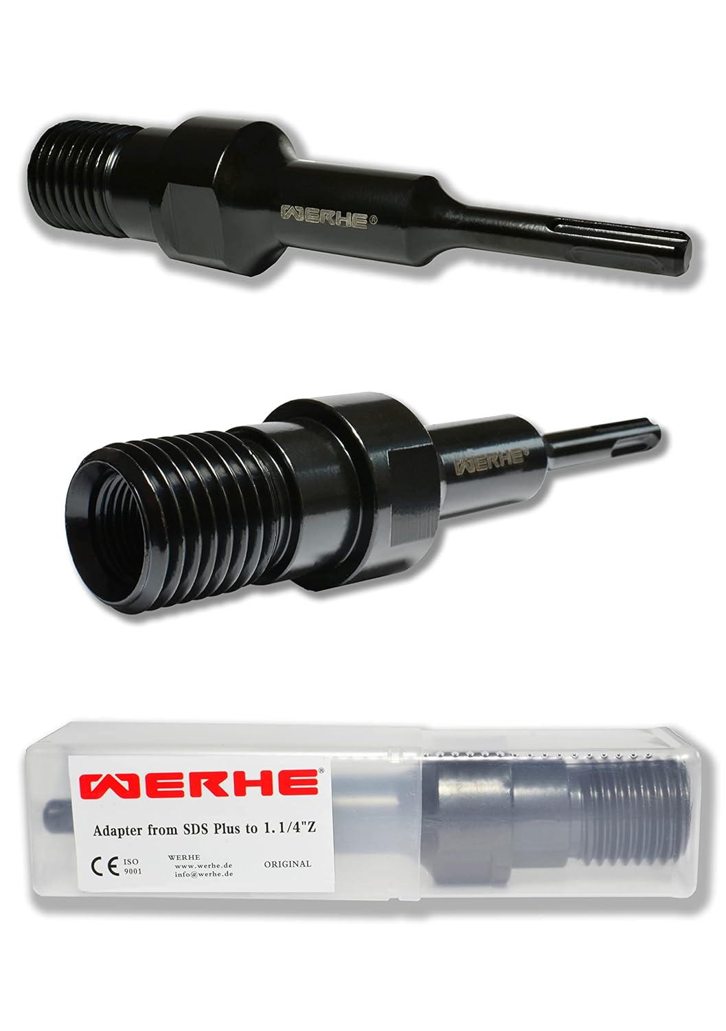 WERHE® Adapter für Diamantbohrkrone Kernbohrkrone Kernbohrer - 1 1/4" zoll UNC auf SDS Plus - Zusätz