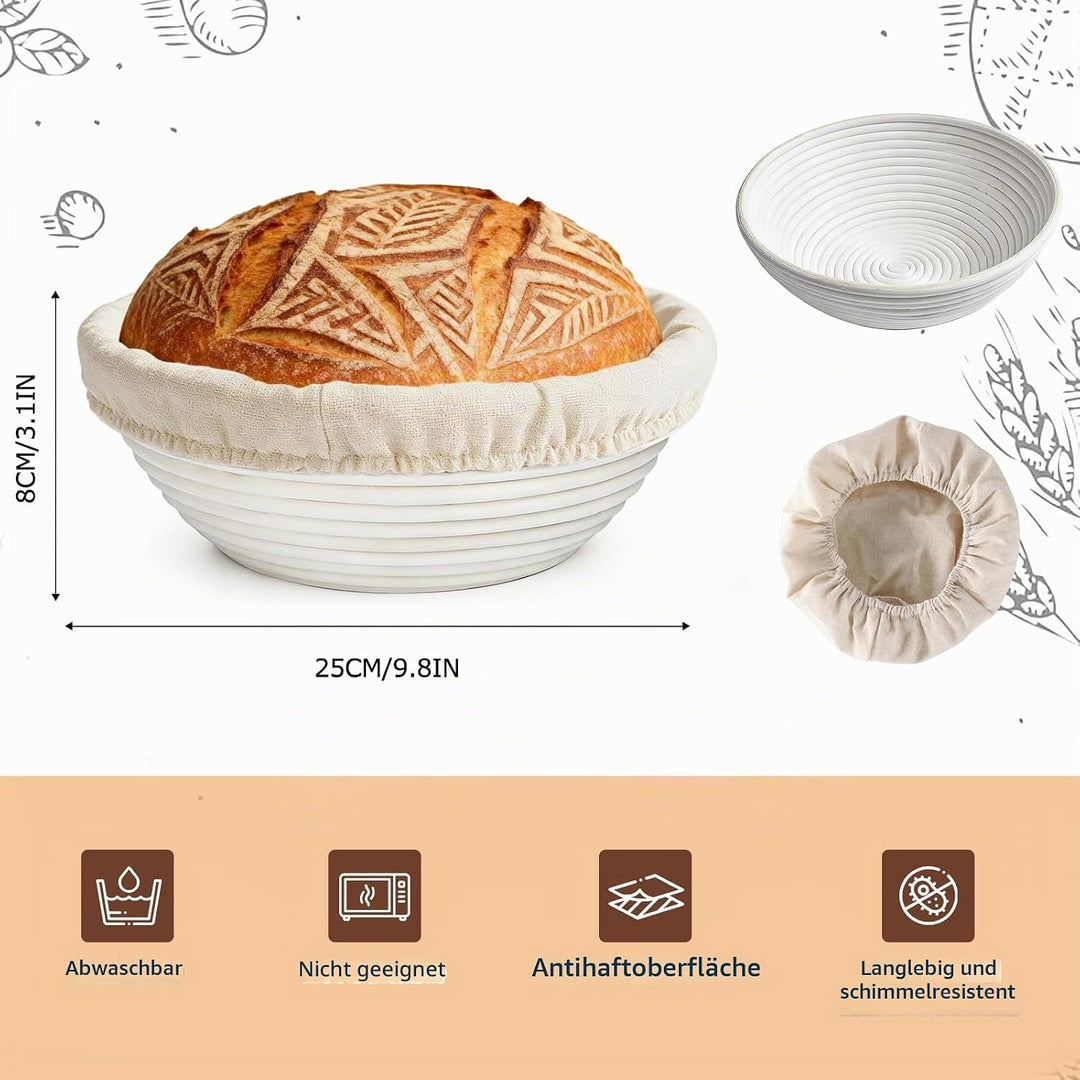 gärkörbchen für brot, Material: Rattan, Masse: 25x8cm, Farbe: Natur, Rundes Gärkorb Zum Brotbacken-S