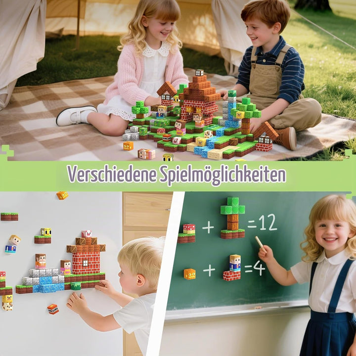 KIDCHEER Magnetische Bausteine 200 Stück, Wald Magnetbausteine für Kinder, Montessori Magnetblöcke S