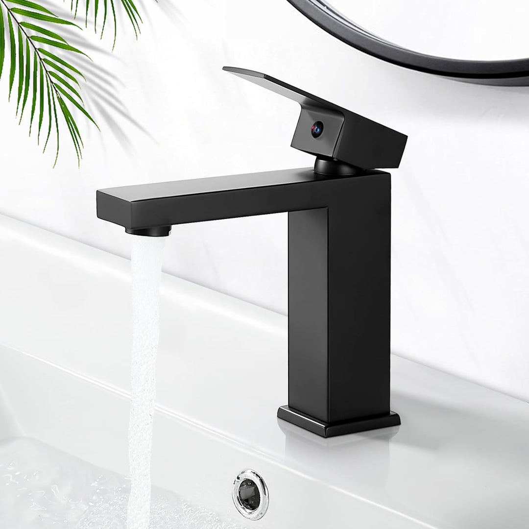 Wasserhahn Bad Schwarz, Waschtischarmatur Einhandmischer Armatur Waschbecken Eckig Badezimmer Mischb