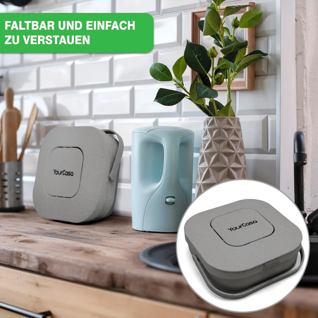 YourCasa® Faltbarer Biomülleimer 4L - kompakter Bio Mülleimer mit geruchsdichtem Aktivkohlefilter-De
