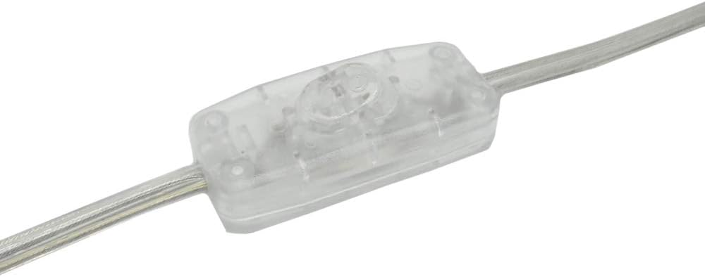 Transparente Zuleitung 2 m mit Schutzkontakt Winkelstecker und Schnurzwischenschalter AN AUS 3-adrig