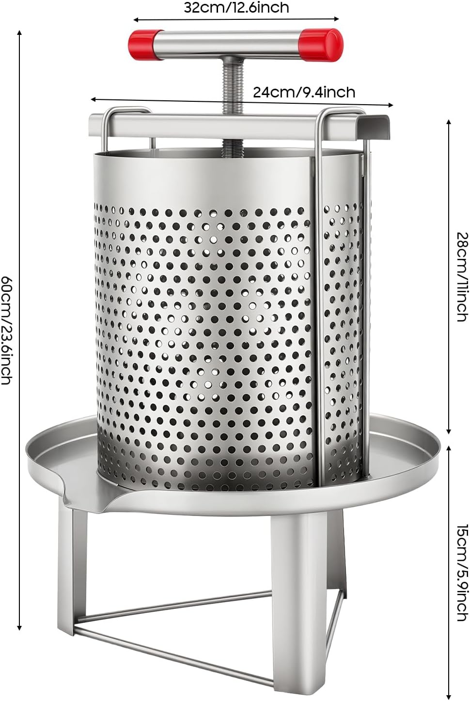 10L Edelstahl-Obstpresse, Honigpresse, Edelstahl, Haushaltshandbuch, Honigpresse, Wachspresse, Imker