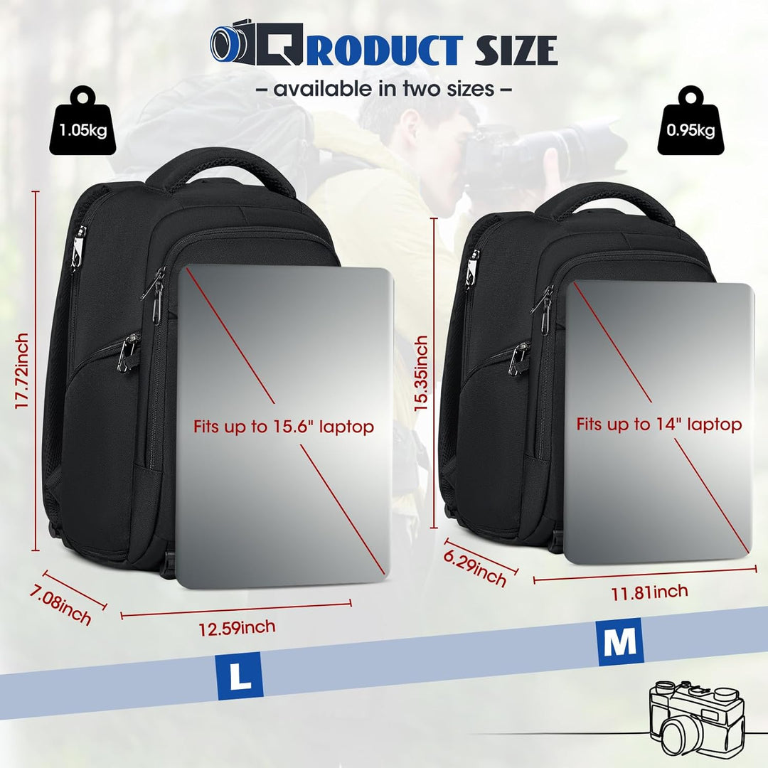 RAINSMORE Fotorucksack Kamerarucksack Gross mit 15,6 Zoll Laptopfach Leicht Kamera Rucksack DSLR SLR