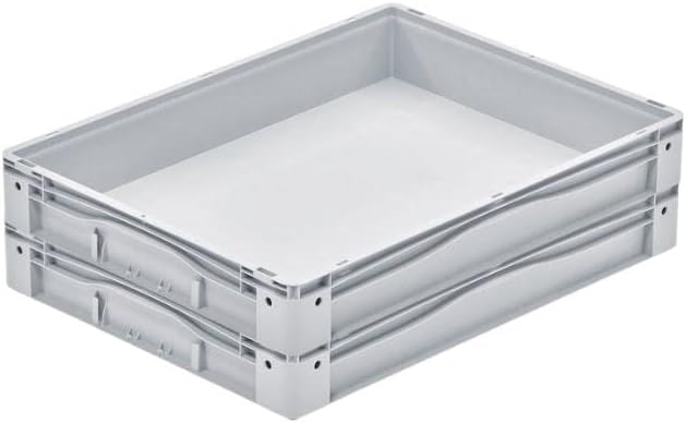 SparSet 4x Euro-Norm Grossbehälter | HxBxT 12x60x80cm | 49 Liter | Glatter Boden | Grau | Eurobehält
