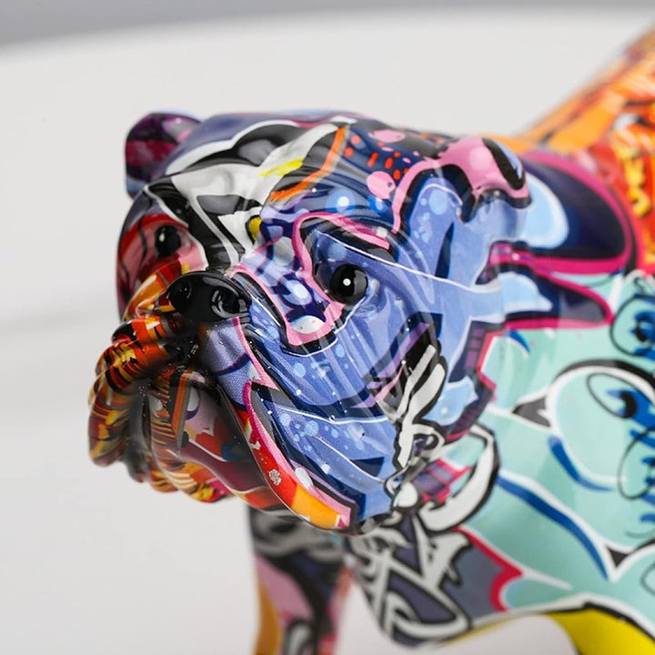 suruim Bunte englische Bulldogge Figuren, kreative Graffiti-Kunst, Moderne Dekoration für Zuhause, S
