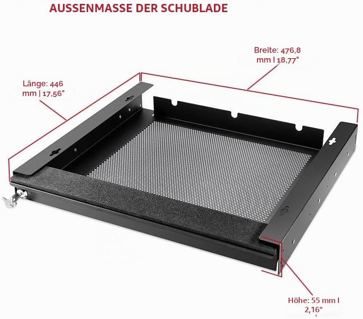 Penn Elcom Laptop-Schublade, abschliessbar, für 43,2 cm (17 Zoll) Laptops – Premium-Schubladen – Mod
