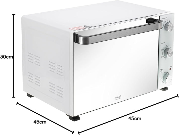 Adler Elektrischer Ofen, 48 l, AD 6027, 60 Minuten Timer, Temperaturregelung 90-230 °C, mehrere Funk