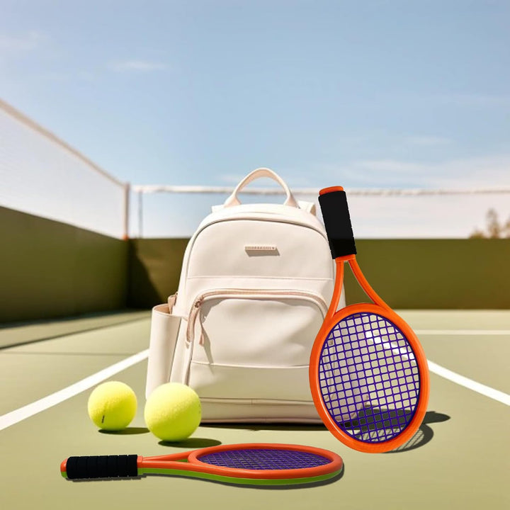 Kinder-Tennisschläger, 17-Zoll-Kunststoff-Tennisschläger mit 4 weichen Bällen und 6 Federbällen für