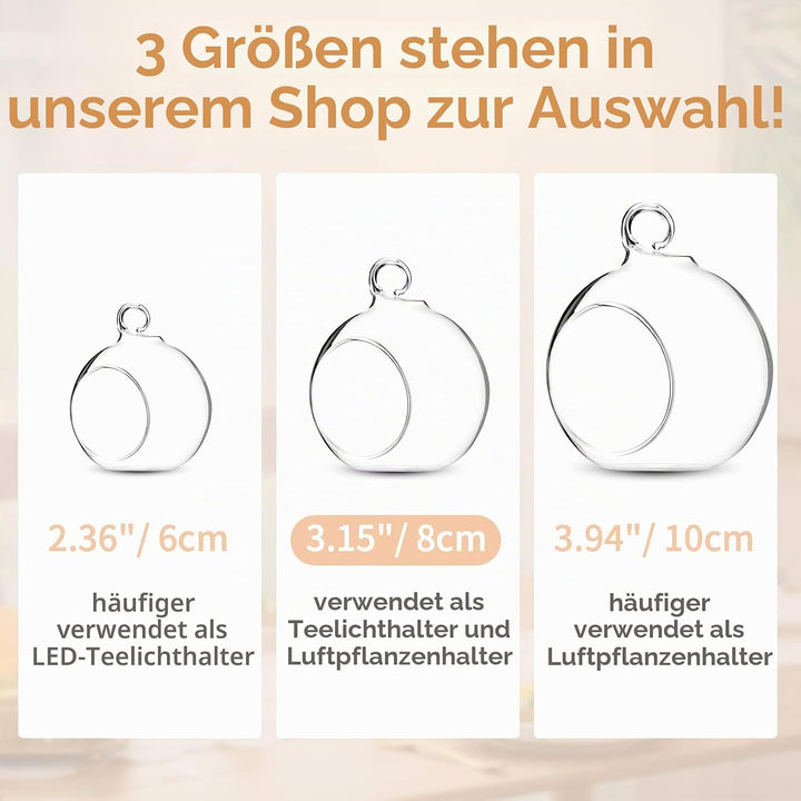 NUPTIO 12 Stücke 8cm Hängen Glaskugel Teelicht Kerzenhalter Hause Hochzeit Mittelstücke Decor Garten