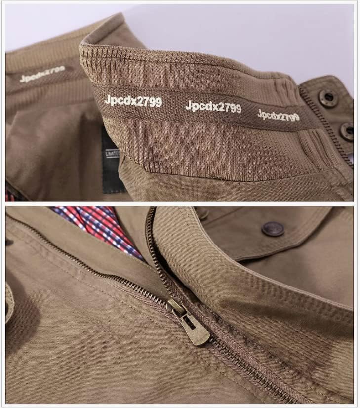 MERCIYD Herren Übergangsjacke Cargo Jacke Männer Stehkragen Baumwolle Jacke Multi Taschen Armeejacke