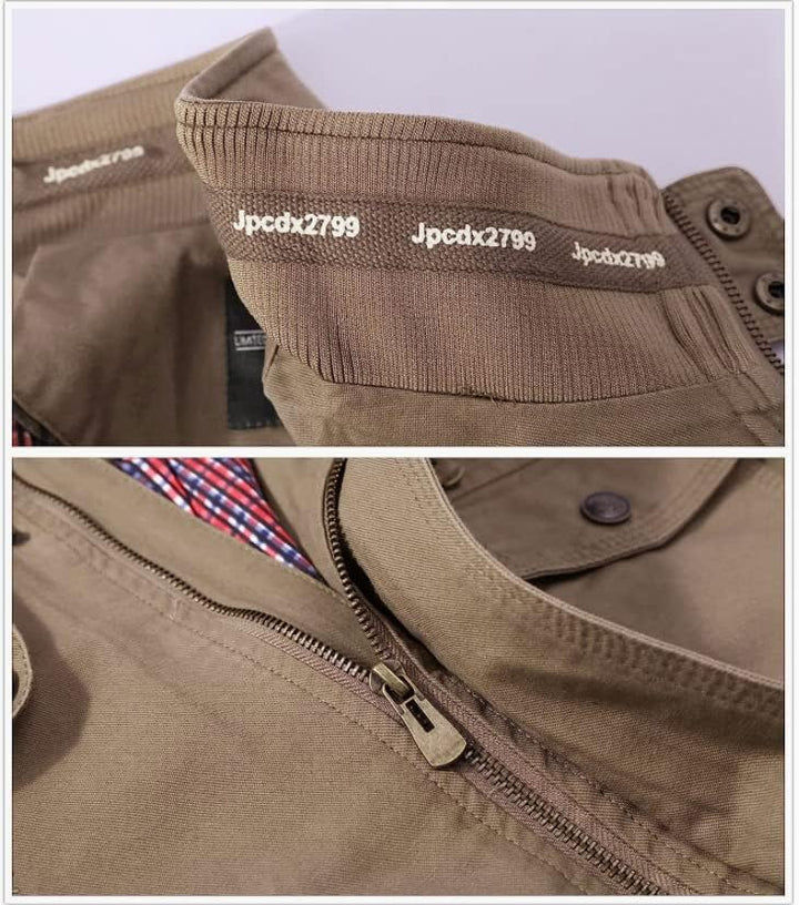 MERCIYD Herren Übergangsjacke Cargo Jacke Männer Stehkragen Baumwolle Jacke Multi Taschen Armeejacke