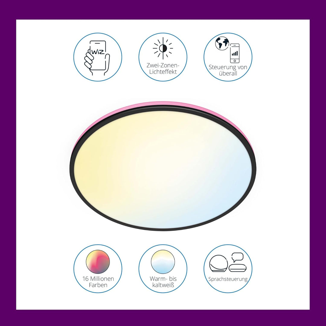 WiZ Rune Deckenleuchte Tunable White and Color, dimmbar, 16 Mio. Farben, smarte Steuerung per App/St