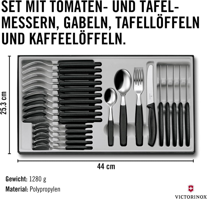 Swiss Classic Tafelbesteck mit Tomatenmesser, 24-teilig, schwarz Single, Single