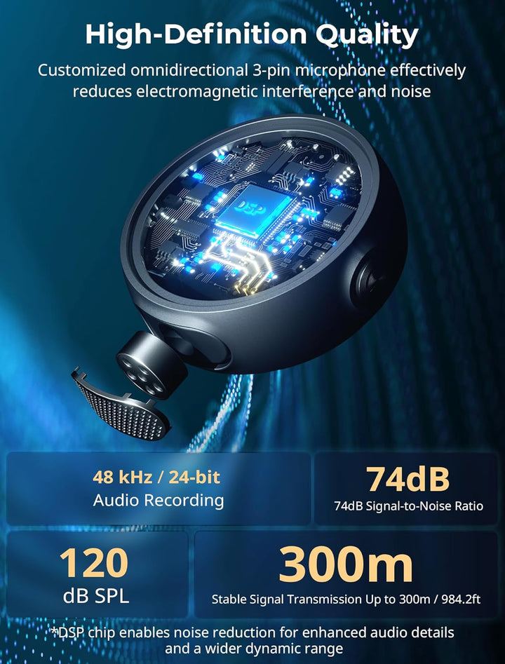 SMALLRIG S60 Kabellos Lavalier Mikrofon mit USB C für iPhone, Android, Mini-Mikrofon mit 44H Akkulau