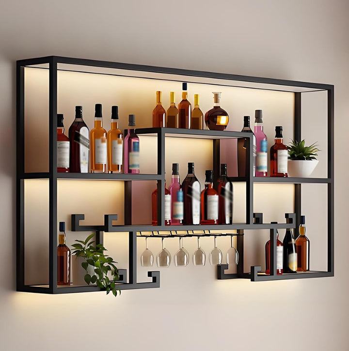 Generisch Modernes Metall Weinregal Wand, Bar Regale Wand Bar Einheit Floating Shelves Eisen Wine Ra