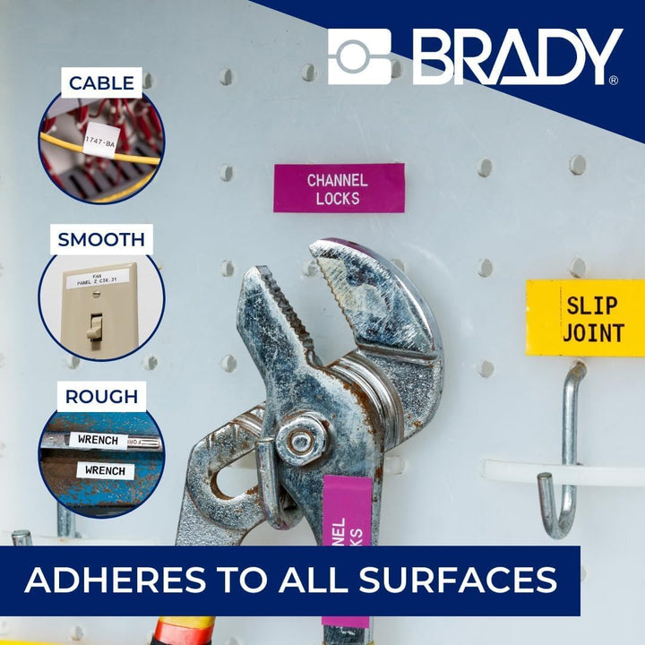 Brady Vinyl-Etikettenband für Etikettendrucker BMP41/BMP51/BMP53/M511, selbstklebende Druckeretikett