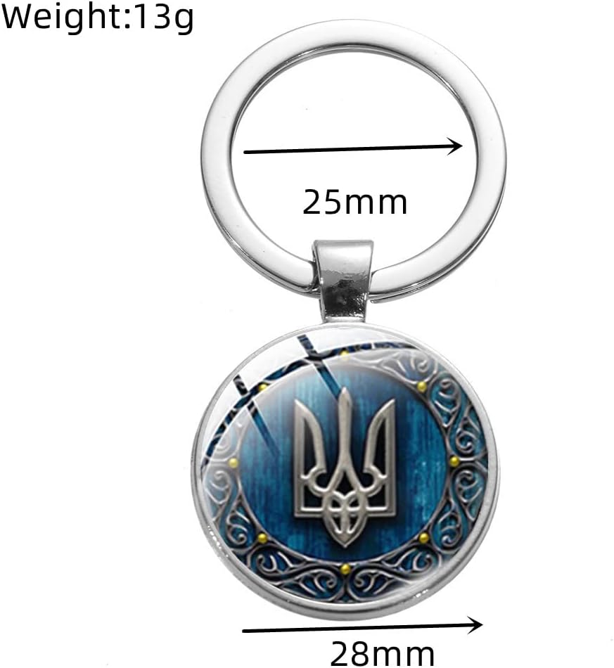 Tryzub Ukrainischer Dreizack Schlüsselanhänger mit Schlüsselring für Damen und Herren,Ukraine Schlüs
