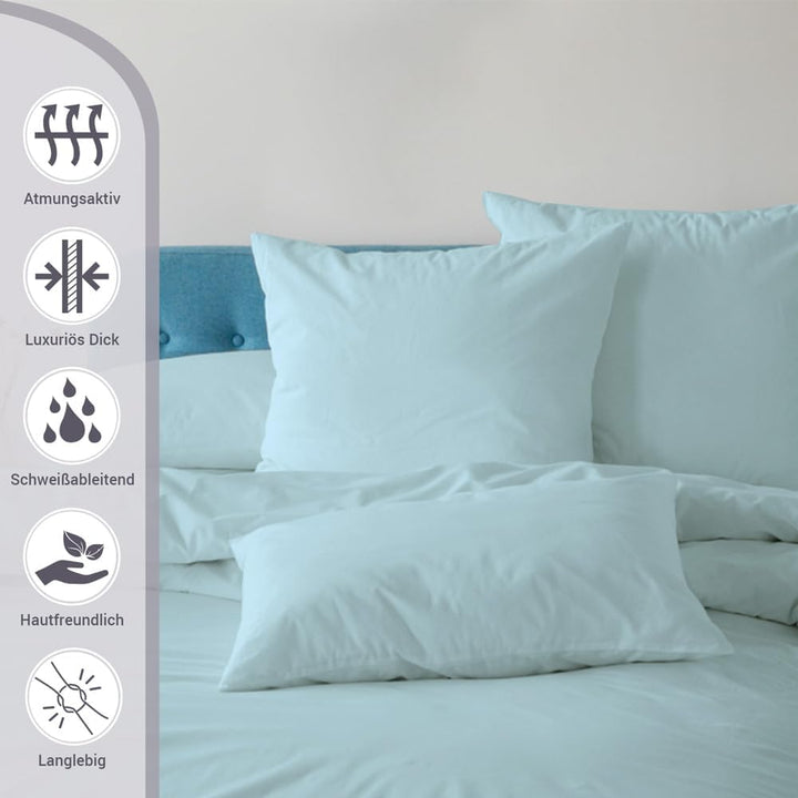 Pizuna 800 Fadenzahl aus Baumwolle Bettwäsche Baby blau, 100% Langstaple Baumwolle Bettbezug und Kis