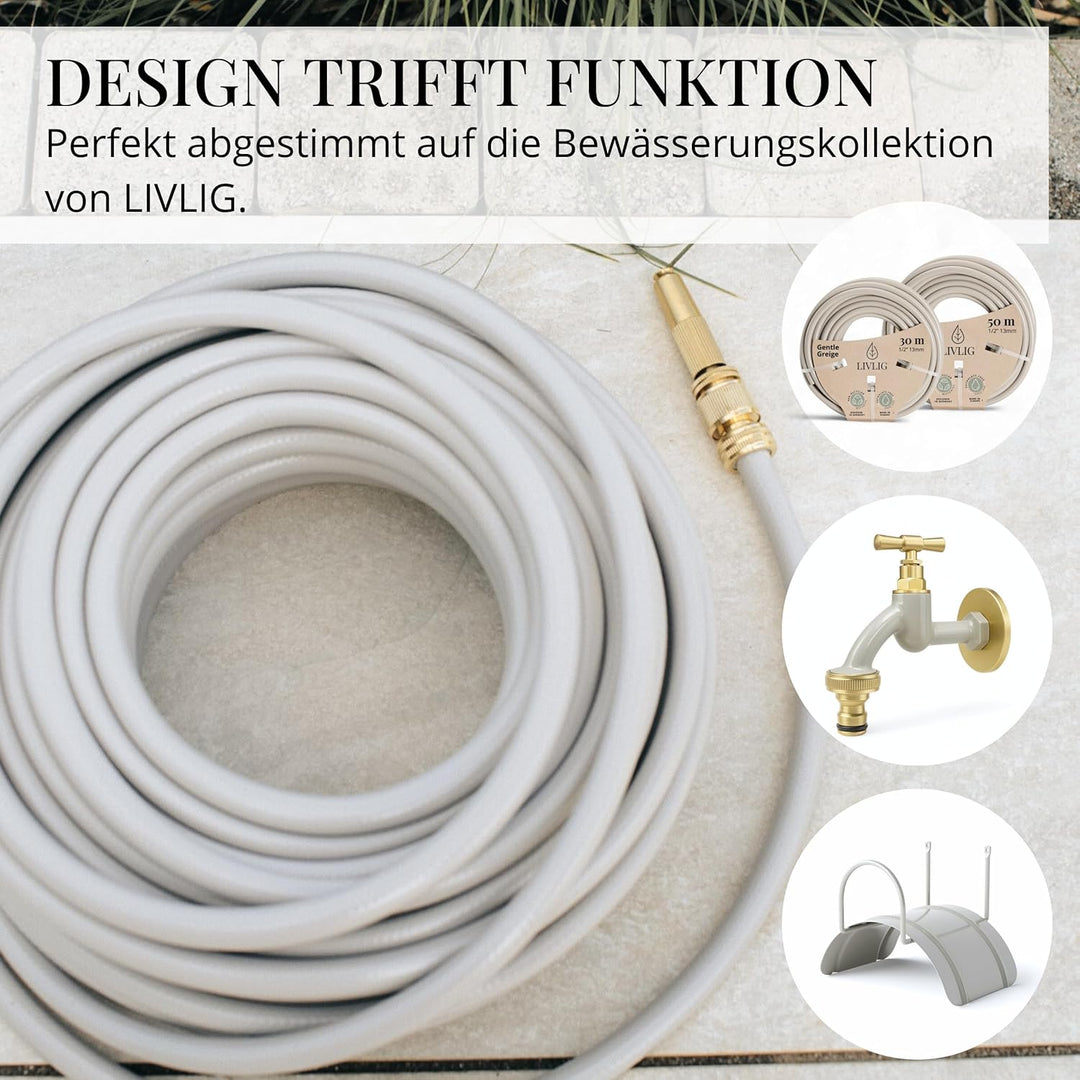 LIVLIG Messing Schlauchanschluss 1/2 Zoll im Set, Premium Gartenschlauch Verbinder für 1/2" Gartensc