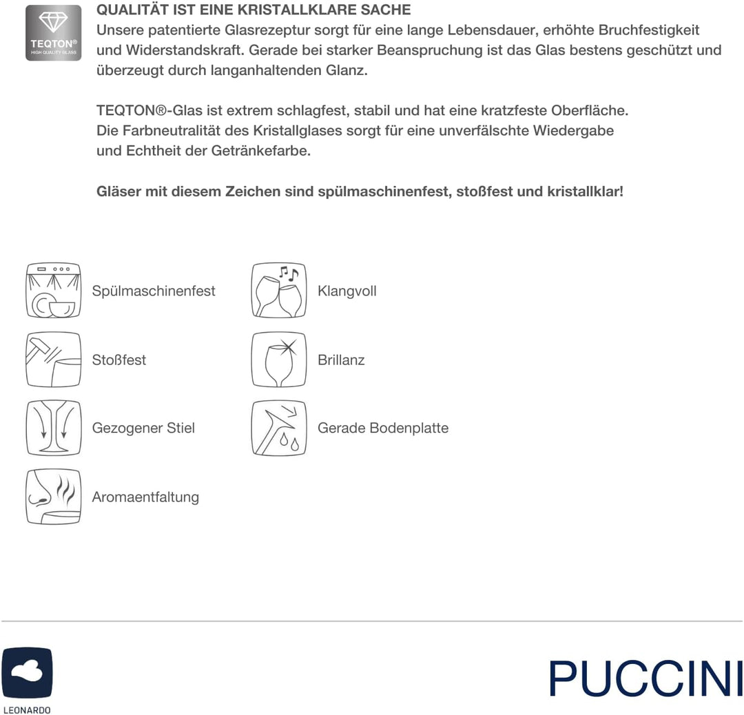 LEONARDO HOME Sektgläser PUCCINI (6er Set) inkl. Poliertuch • Spülmaschinenfeste Prosecco-Kelche (28