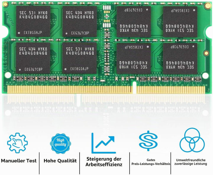 PC3-12800S 16GB (8GB x 2) RAM DDR3L 1600MHz 1.35V 2Rx8 Dual Rank 204 Pin CL11 Unbuffered Non-ECC SOD