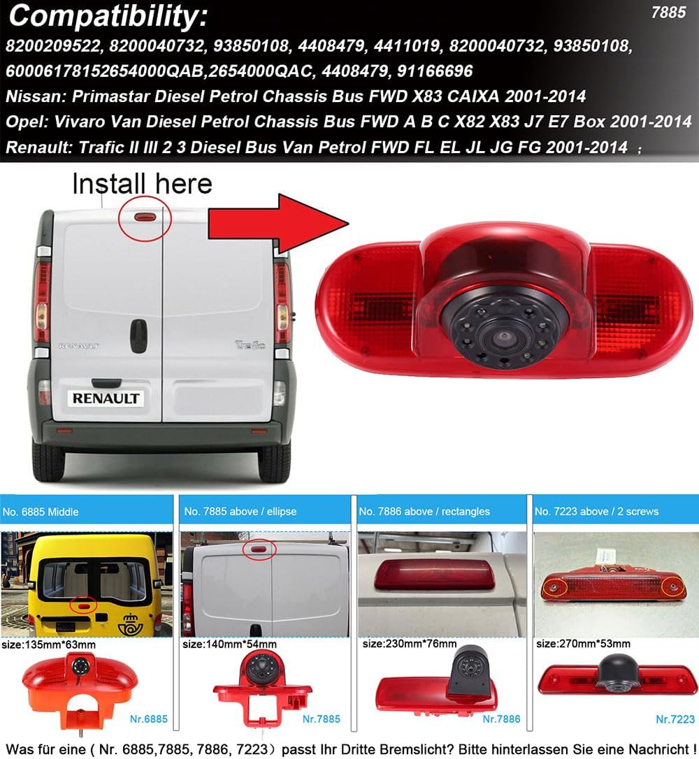 Navinio Auto Dritte Dach Top Mount Bremsleuchte Kamera Bremslicht Einparkkamera Rückfahrkamera IR Li
