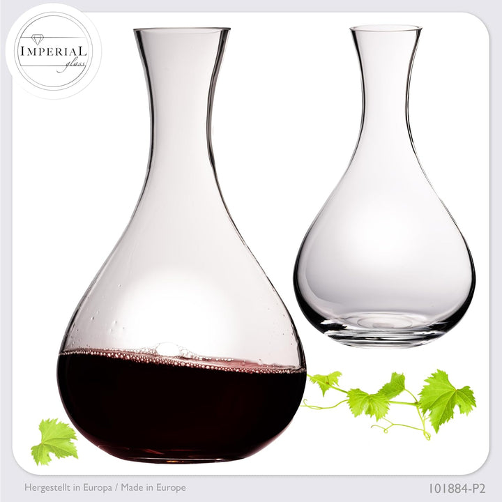 IMPERIAL Bauchiger Dekanter 1900ml Set 2-Teilig Weinkaraffe aus Crystalline Glas 'Havanna' Weindekan