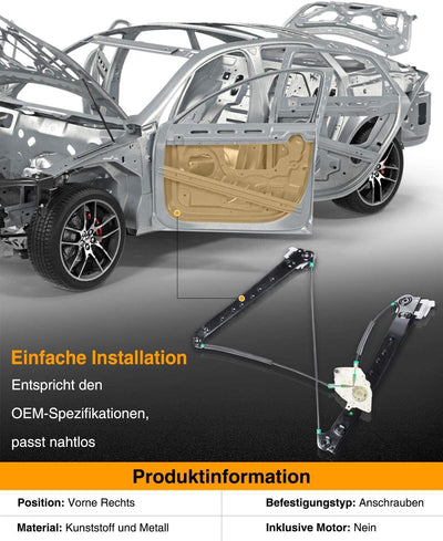 Frankberg Elektrisch Fensterheber Ohne Motor Vorne Rechts Kompatibel mit X3 E83 SUV 2003-2011 513334