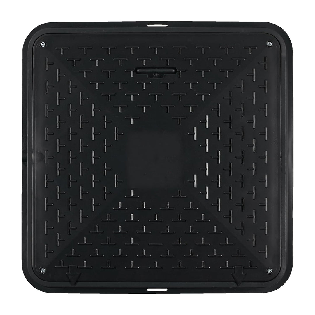Varile 72cm quadratische Schachtabdeckung mit Griff - belastbar bis 1,5t (Schwarz), Schwarz