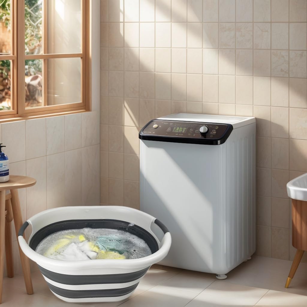 SAMMART 36L zusammenklappbarer Wäschekorb aus Kunststoff–ovale Wanne/Korb–faltbarer Aufbewahrungsbeh