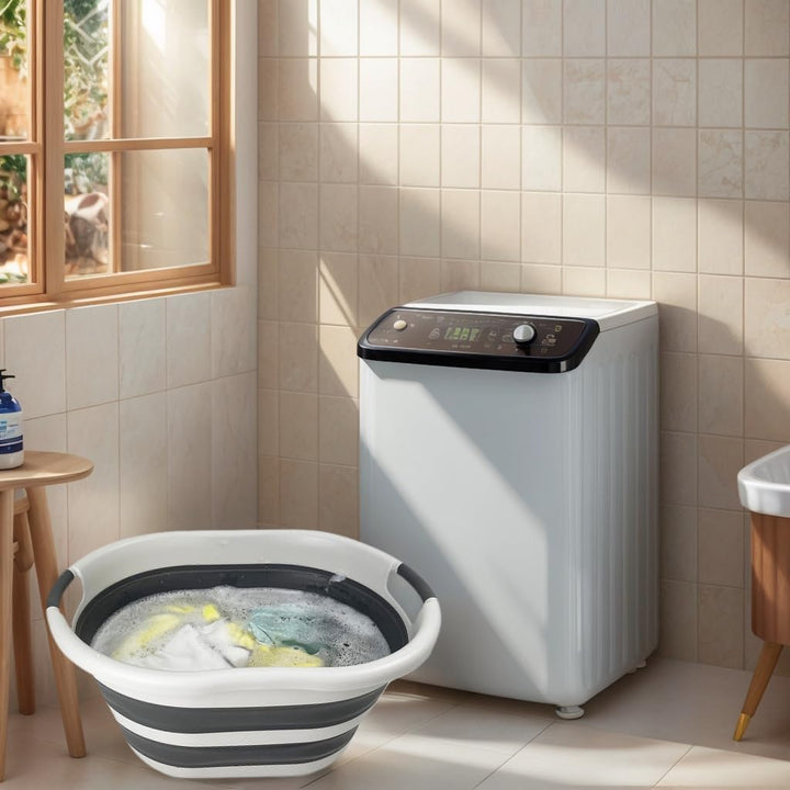 SAMMART 36L zusammenklappbarer Wäschekorb aus Kunststoff–ovale Wanne/Korb–faltbarer Aufbewahrungsbeh