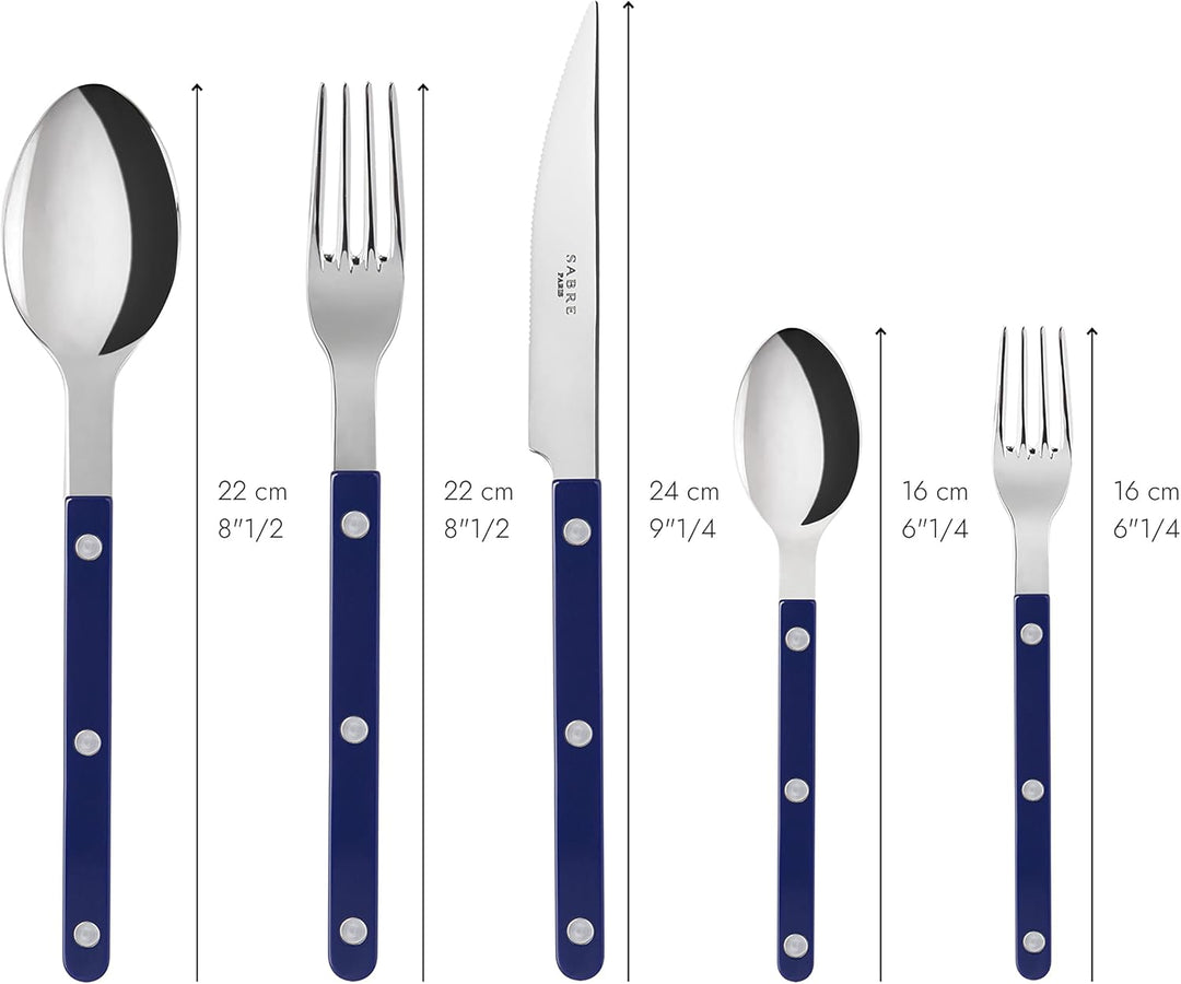 SABRE PARIS - Tafelbesteck, 5-teilig - Bistrot - Messer, Gabel, Esslöffel, Teelöffel & Kuchengabel -