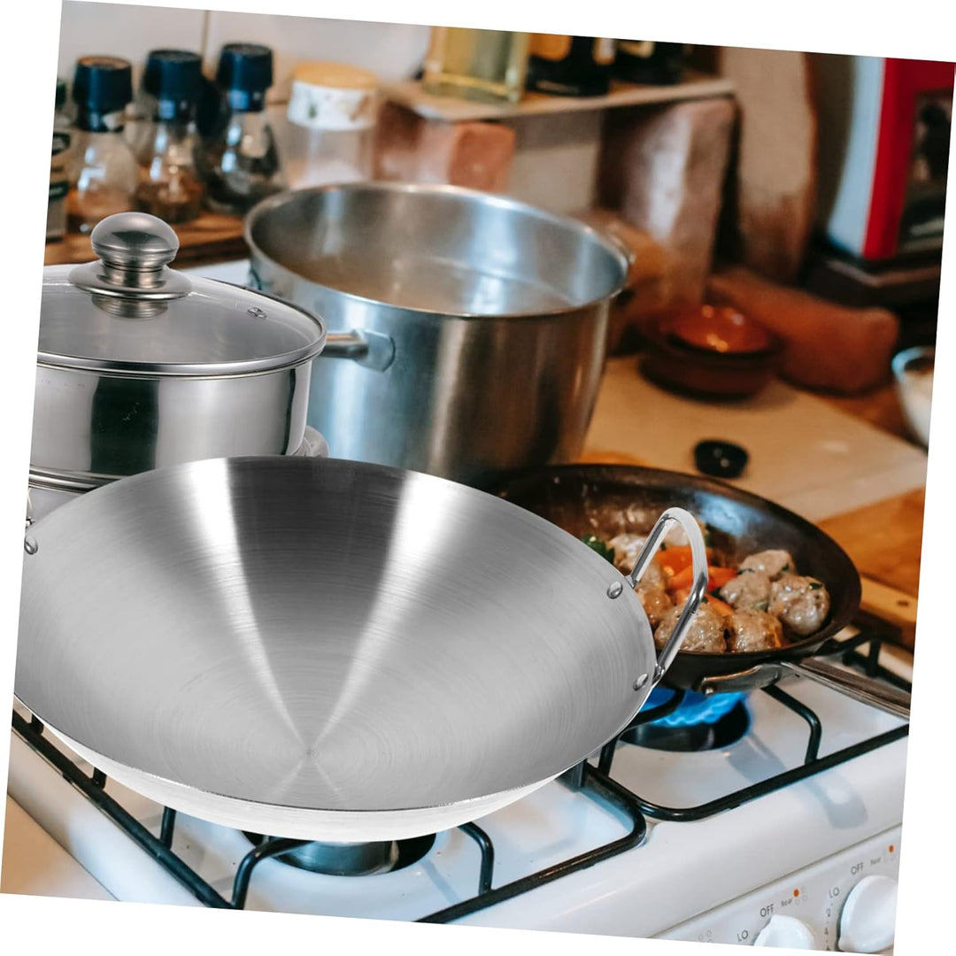 Housoutil Wok- Pfanne Antihaft- Edelstahl- Pfannenpfanne Traditioneller Chinesischer Wok Kratzfestes