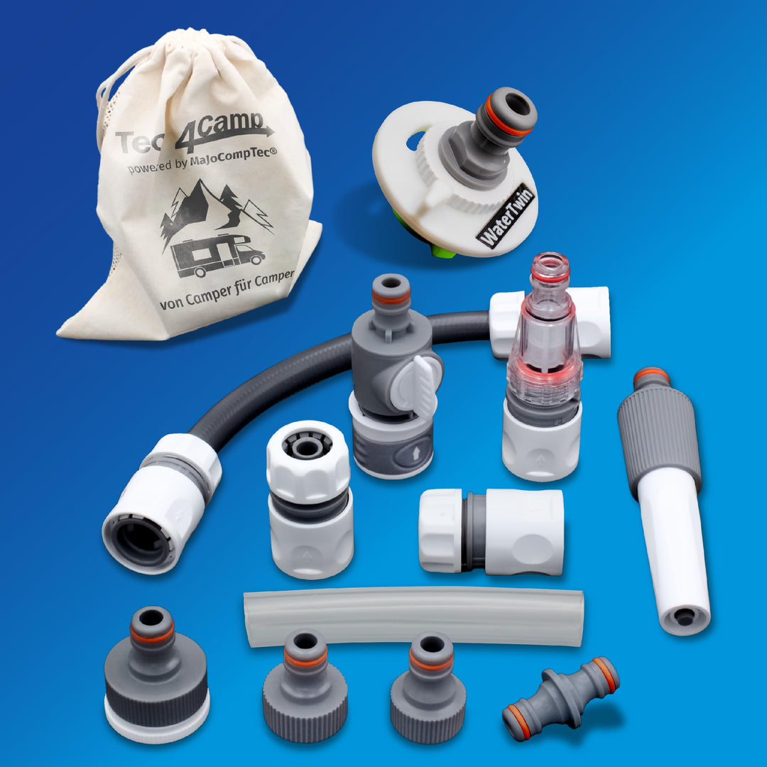 MaJoCompTec® CONNECT-30 Wohnmobil Wasser Tank Set| Caravan Einfüllstutzen Tankdeckel Zubehör (Anschl