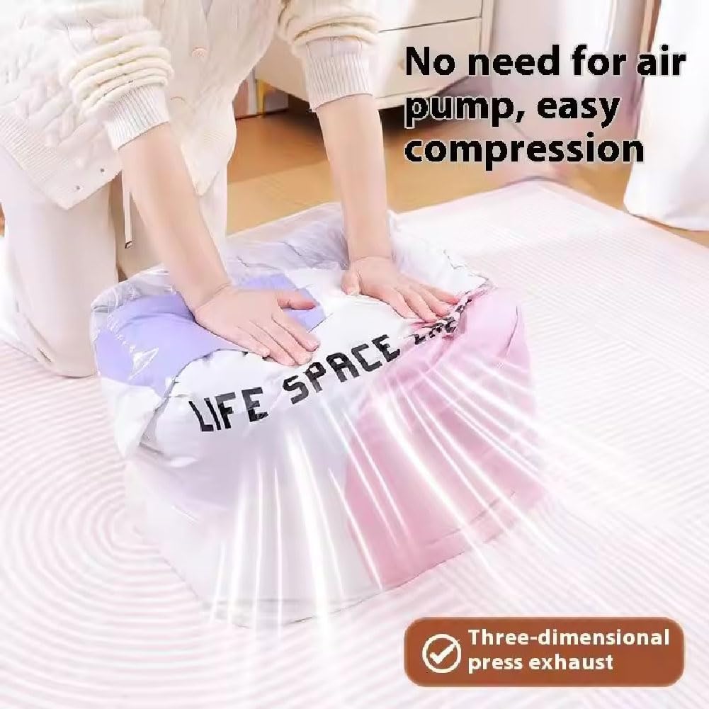 2 Pack No‑Pump Vacuum Storage Bags, Vakuumbeutel ohne Pumpe, Vakuum-Aufbewahrungsbeutel, platzsparen