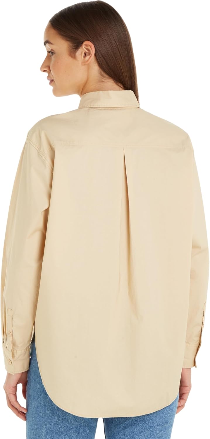 Calvin Klein Damen Woven Label Relaxed Shirt J20j222610 Gewebte Oberteile M Beige (Warm Sand), M Bei
