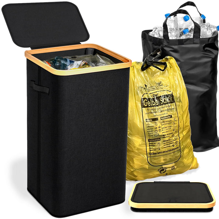 Gelber Sack Ständer Stabil mit Deckel – Mülleimer 70-120L für Gelbe Säcke &amp; Recycling | Praktischer
