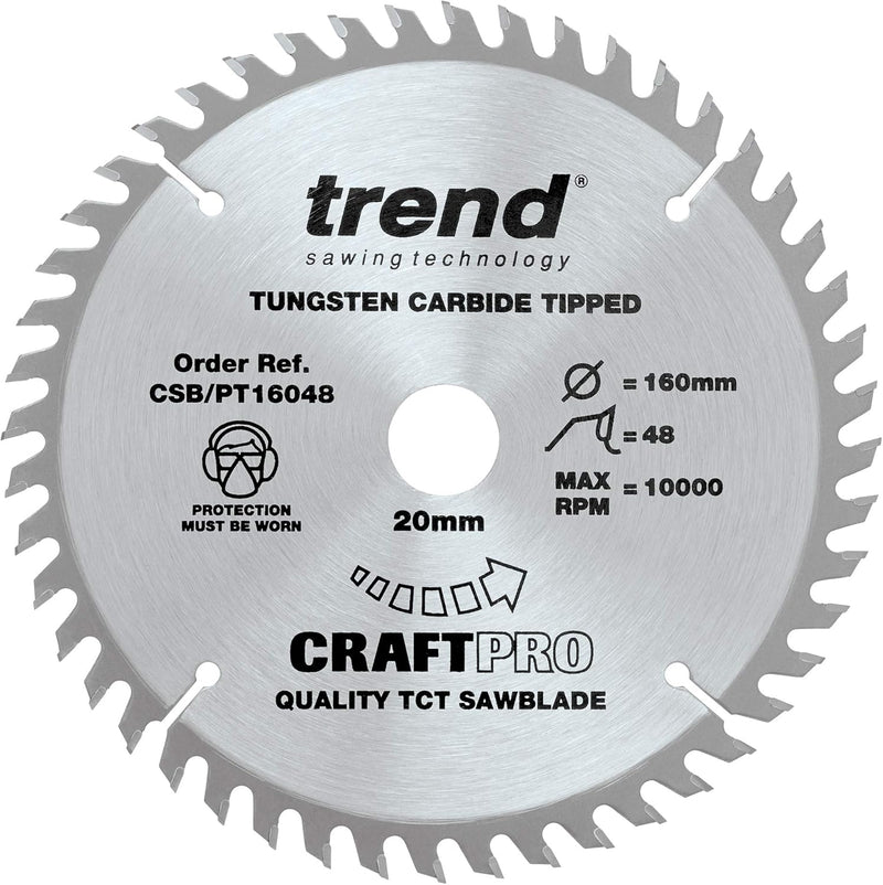 Trend CraftPro Dreierpack TCT Kreissägeblätter 160mm, enthält das CSB/16024A, das CSB/16048A und das