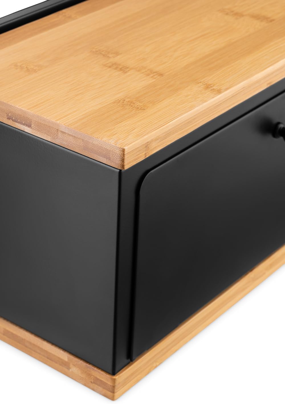 brotkasten schwarz - 2 Etagen Brotbox Metall Holz, Brotaufbewahrung für Küche, Brotbox mit Metall Br
