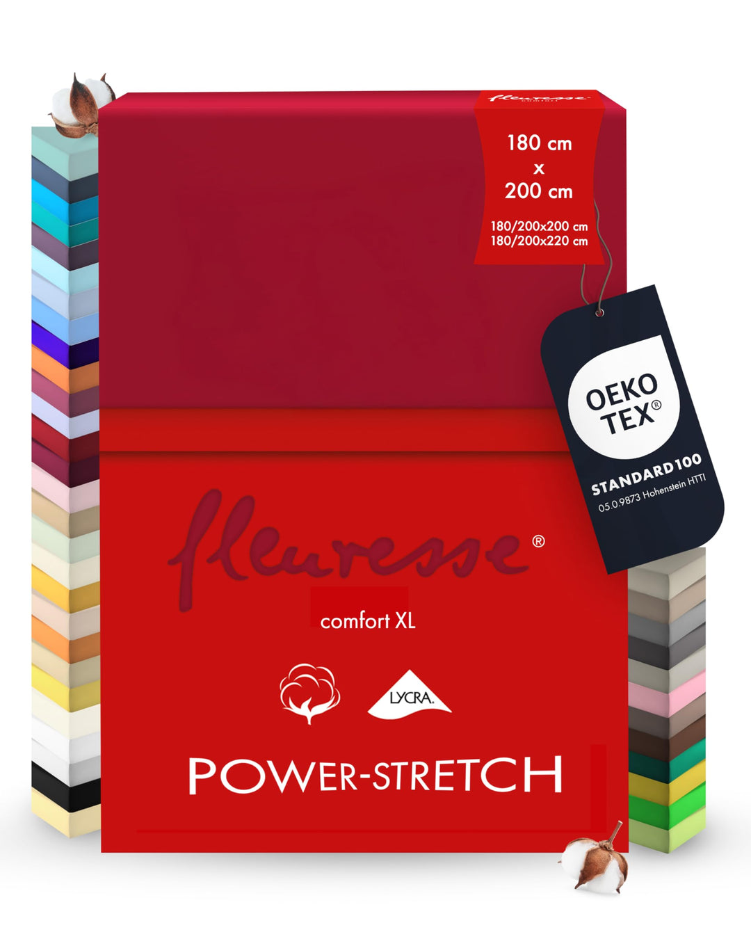 fleuresse 1119 XXL Jersey Stretch Spannbetttuch (96% Baumwolle, 4% Elasthan), mit Rumdumgummizug, Ök