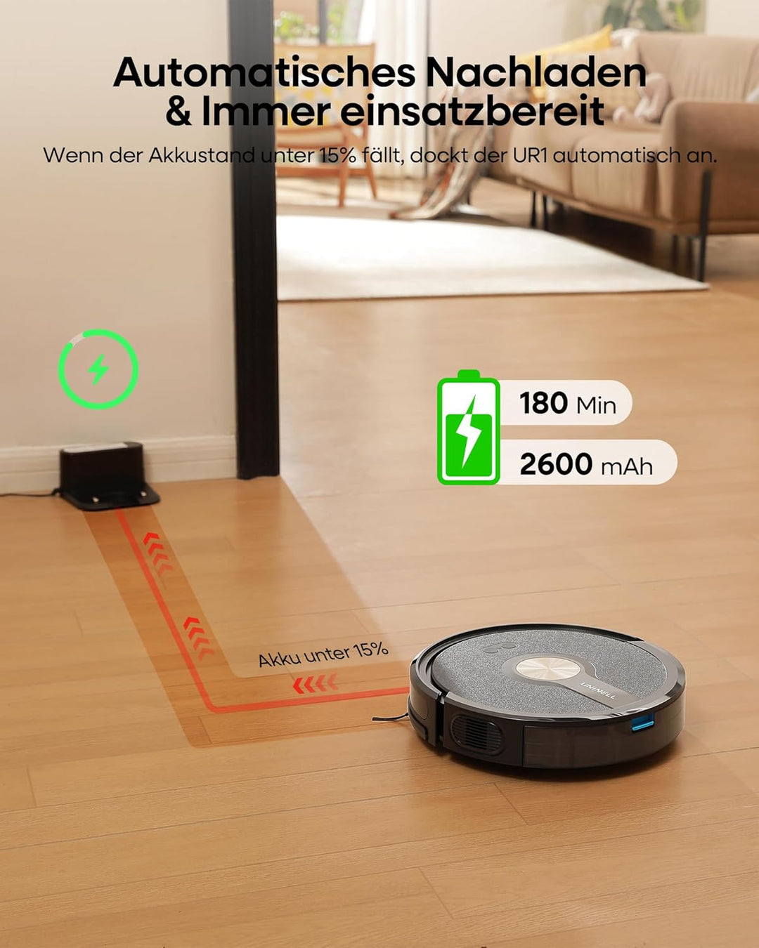 Saugroboter mit Wischfunktion 5000Pa, Staubsauger Roboter 3 in 1 mit 180Min Laufzeit, Staubsaugrobot