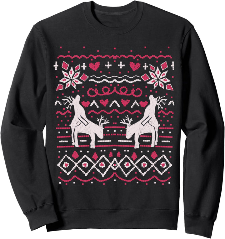 Rentiere Machen Liebe Lustiger Ugly Sweater Xmas Weihnachts Sweatshirt