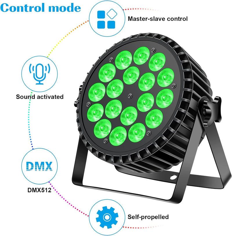 DELIBANG LED Par Scheinwerfer 200W 18 LED Bühnenlicht Strahler Discolicht Partylicht,8CH Par LED RGB